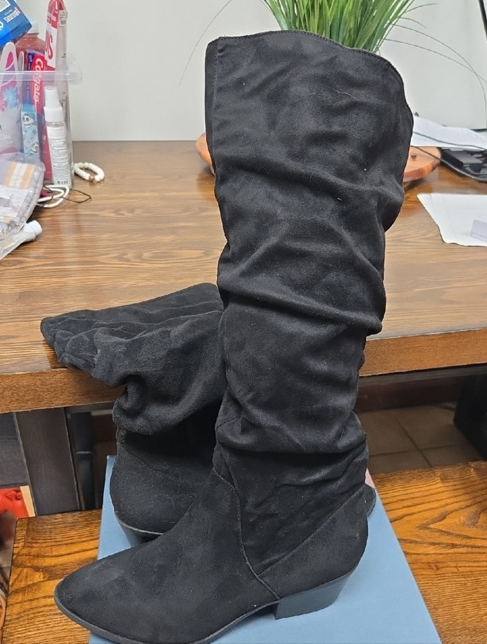 Carlos by Carlos Santana Black Slouch Knee-High Heeled Boots